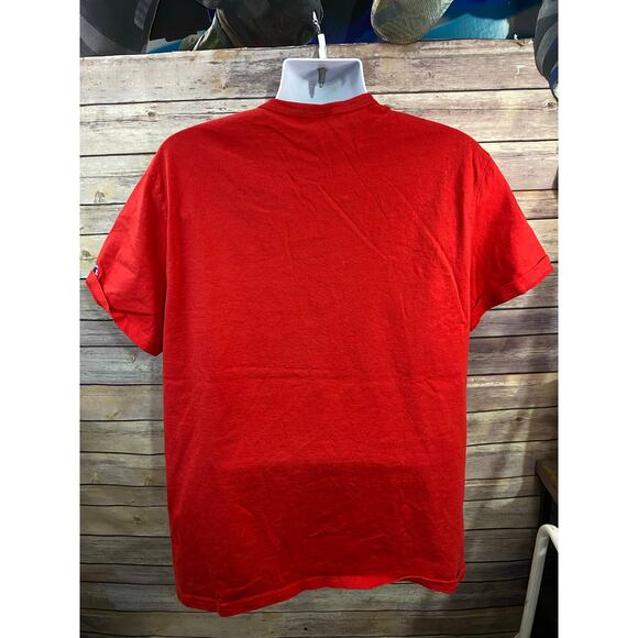 Champion Vintage 90s Mens Size XL Red Embroidery Patch Logo T Shirt - Picture 2 of 10